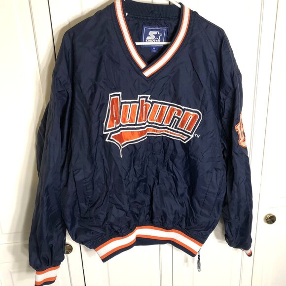 Vintage Starter Auburn Tigers Pullover V-Neck Jacket Windbreaker 90s Mens Medium - Picture 1 of 12